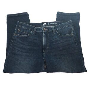 Lee Rider Midrise Capri Pants SZ 14M Womens Blue Denim Jeans Distressed Exclusiv